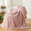Newcosplay Super Soft Throw Blanket Pink Premium Silky Flannel Fleece 3D Clouds Stylish Jacquard Lightweight Bed Blanket All Sea