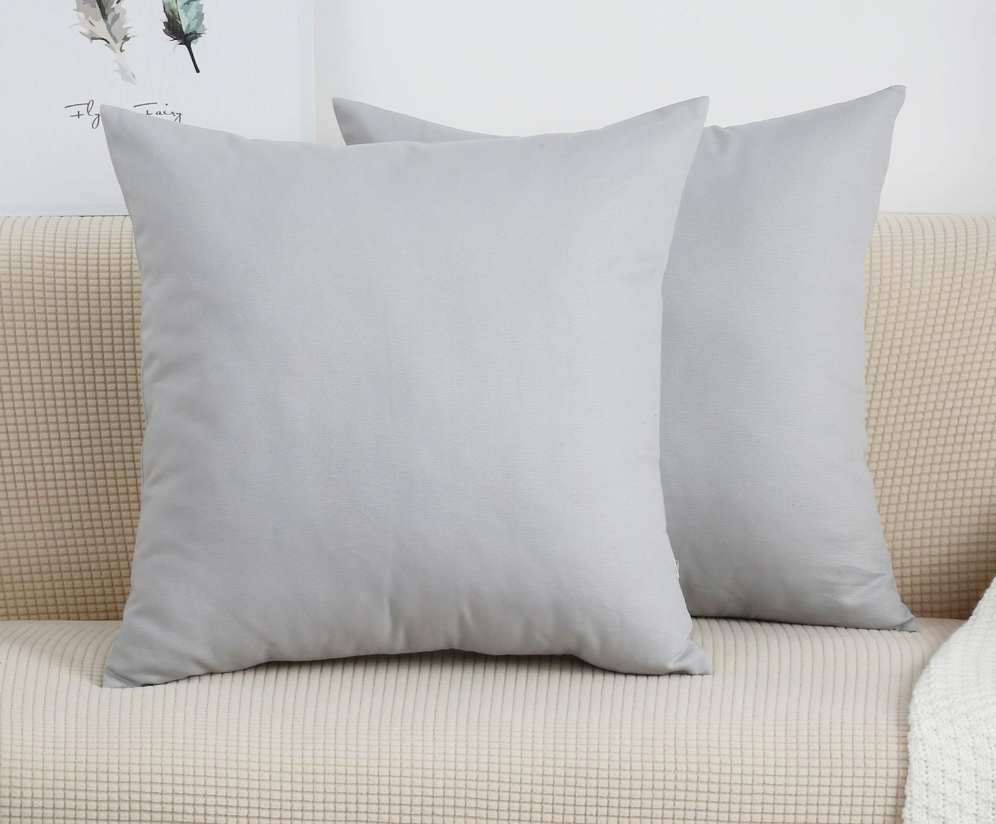 Tangdepot Handmade Decorative Solid 100% Cotton Canvas Throw Pillow Covers/Pillow Shams, (22'X22', Gray Stone)