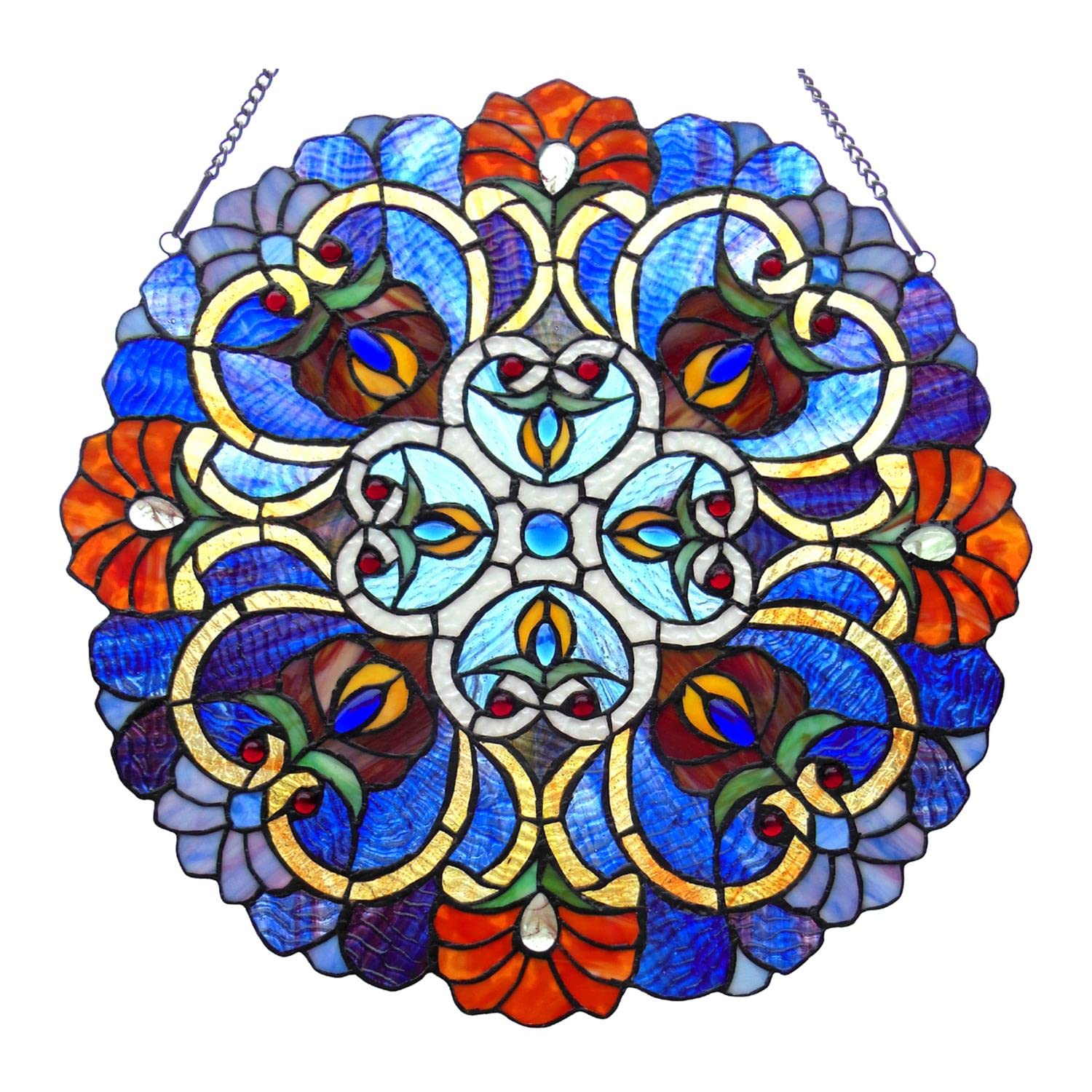 ANGELA Victorian Tiffany-glass Window Panel 21 Wide