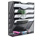 Easypag Wall File Organizer Mesh 5 Tier Wall File Holder Desktop Vertical Hanging File Folder Organizer With Bottom Flat Tray Si