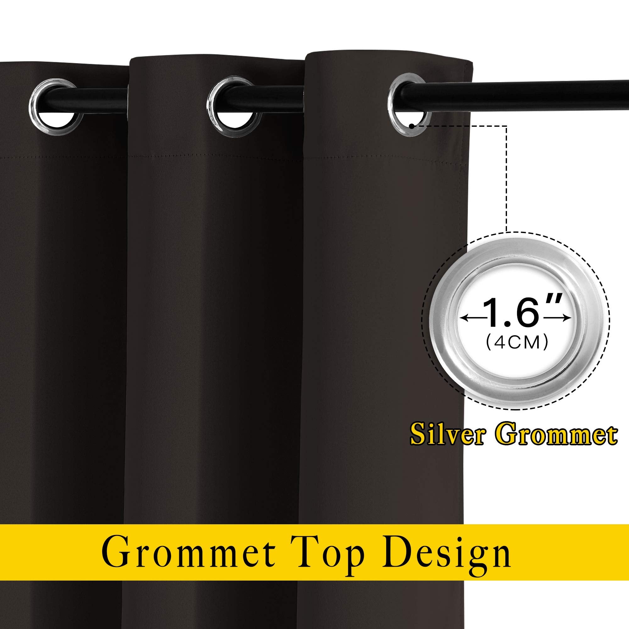 Nicetown Blackout Thick Window Curtains - (W52 X L120, Brown, 2 Panels) Thermal Insulated Grommet Drape Longer Panels For Bedroo