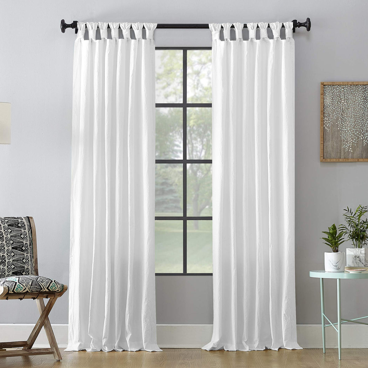 Archaeo Washed Cotton Twist Tab Curtain, 52 x 95, White