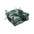 Pillow Perfect Tropic Botanical Chair Pads, 15.5' X 16', Green Swaying Palms Capri 2 Count