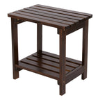 Shine Company Providence Rectangular Solid Wood Table, Outdoor Adirondack Small Patio Table – Burnt Brown