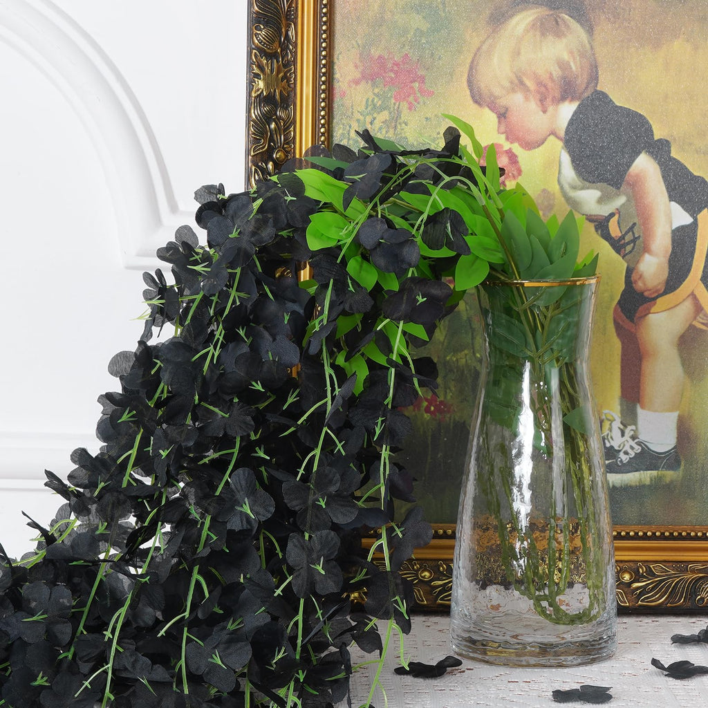 Bleum Cade 10 Pcs Black Wisteria Hanging Flowers, 3.6Ft/Pcs Fake Wisteria Flowers, Artificial Hanging Wisteria Garland For Weddi