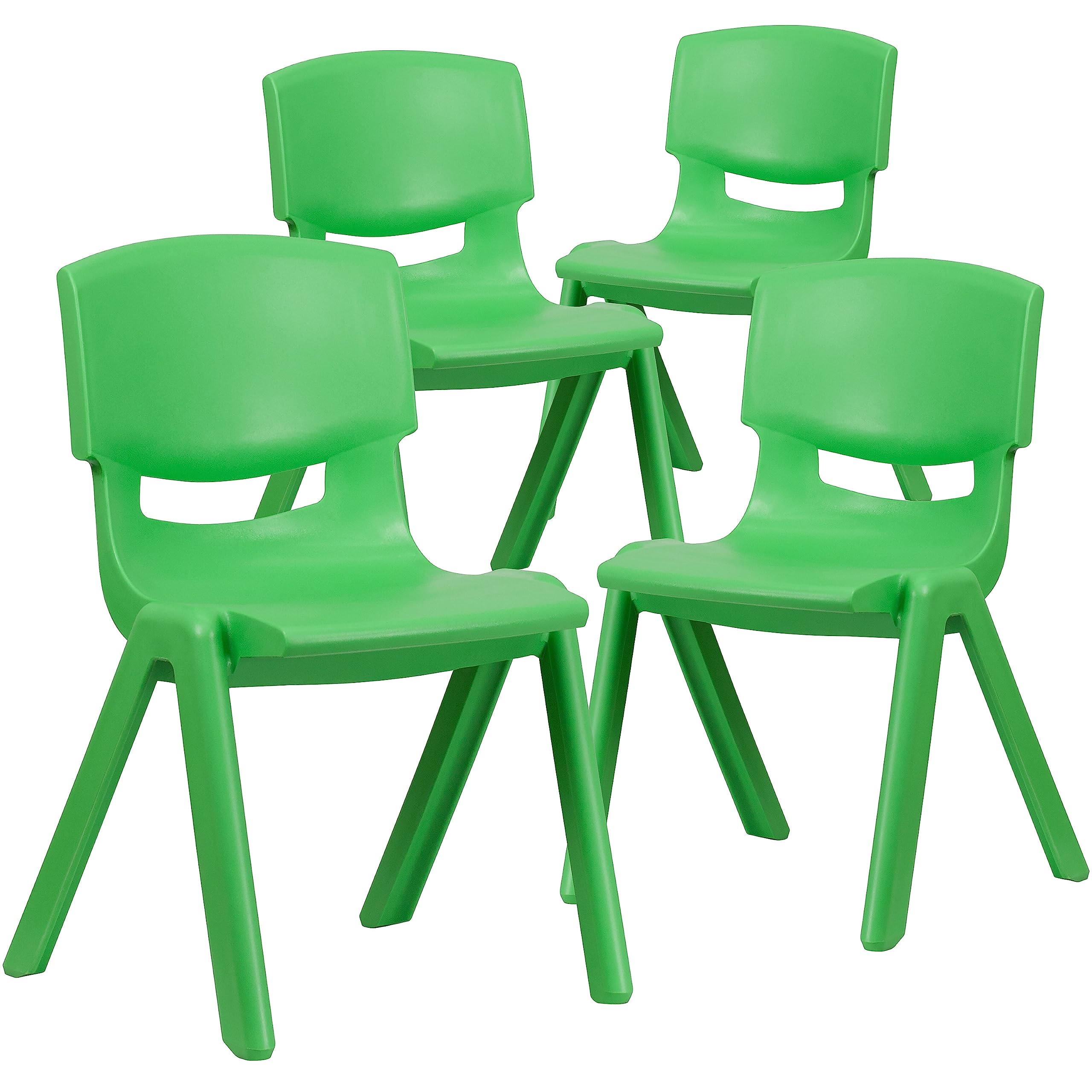 4 Pack Green Plastic Stackable School Chair with 15.5 Seat Height