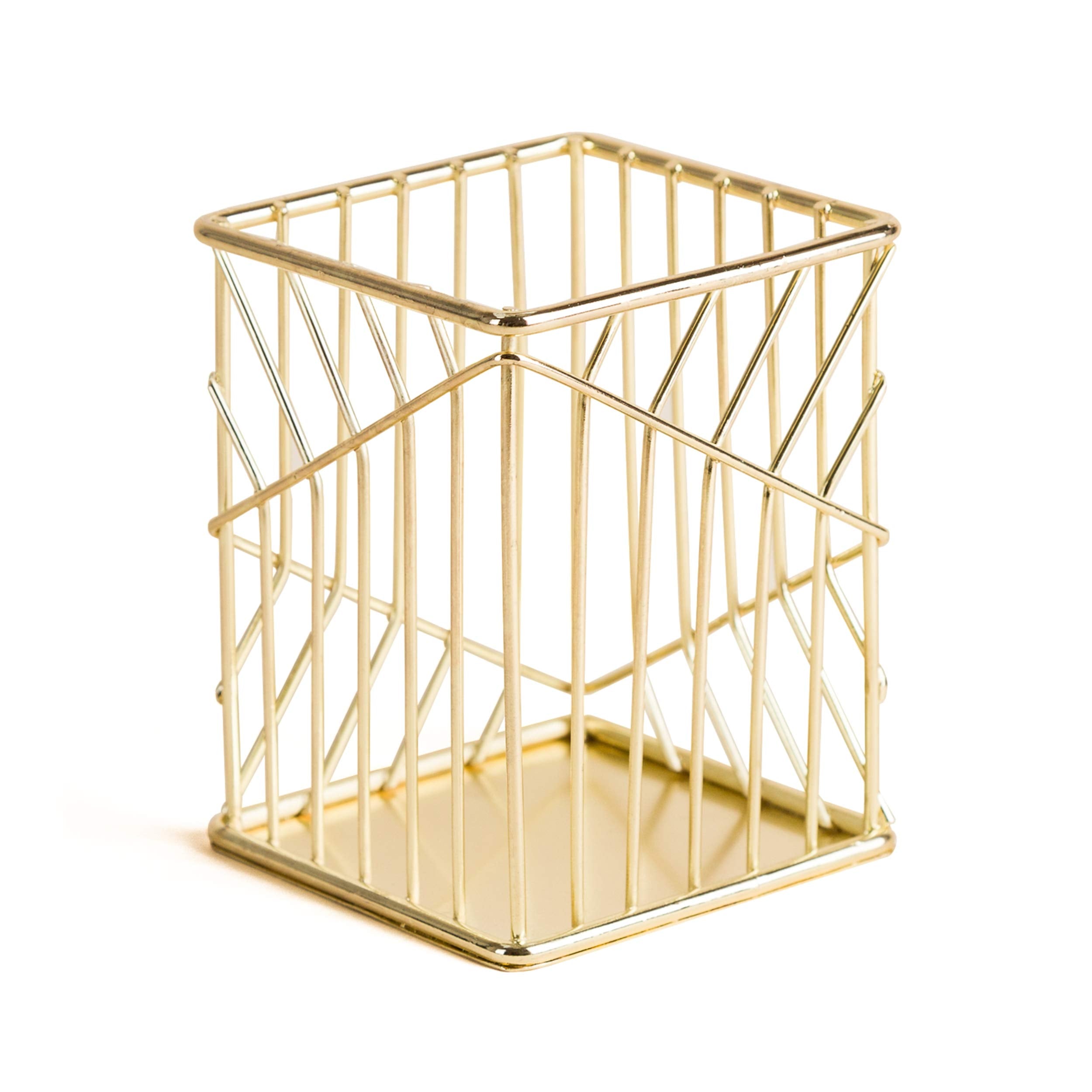 U Brands Metal Pencil Cup, Desktop Accessory, Vena Collection, Gold