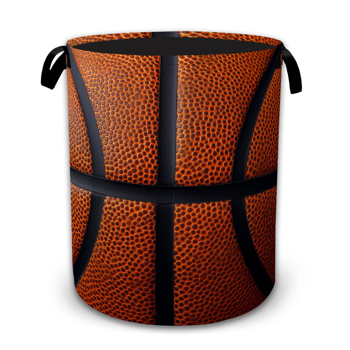 Basketball Texture Laundry Basket with Handles, Foldable Tall Oxford Clothes Hamper, Lightweight WaterResistant Storage Bin for