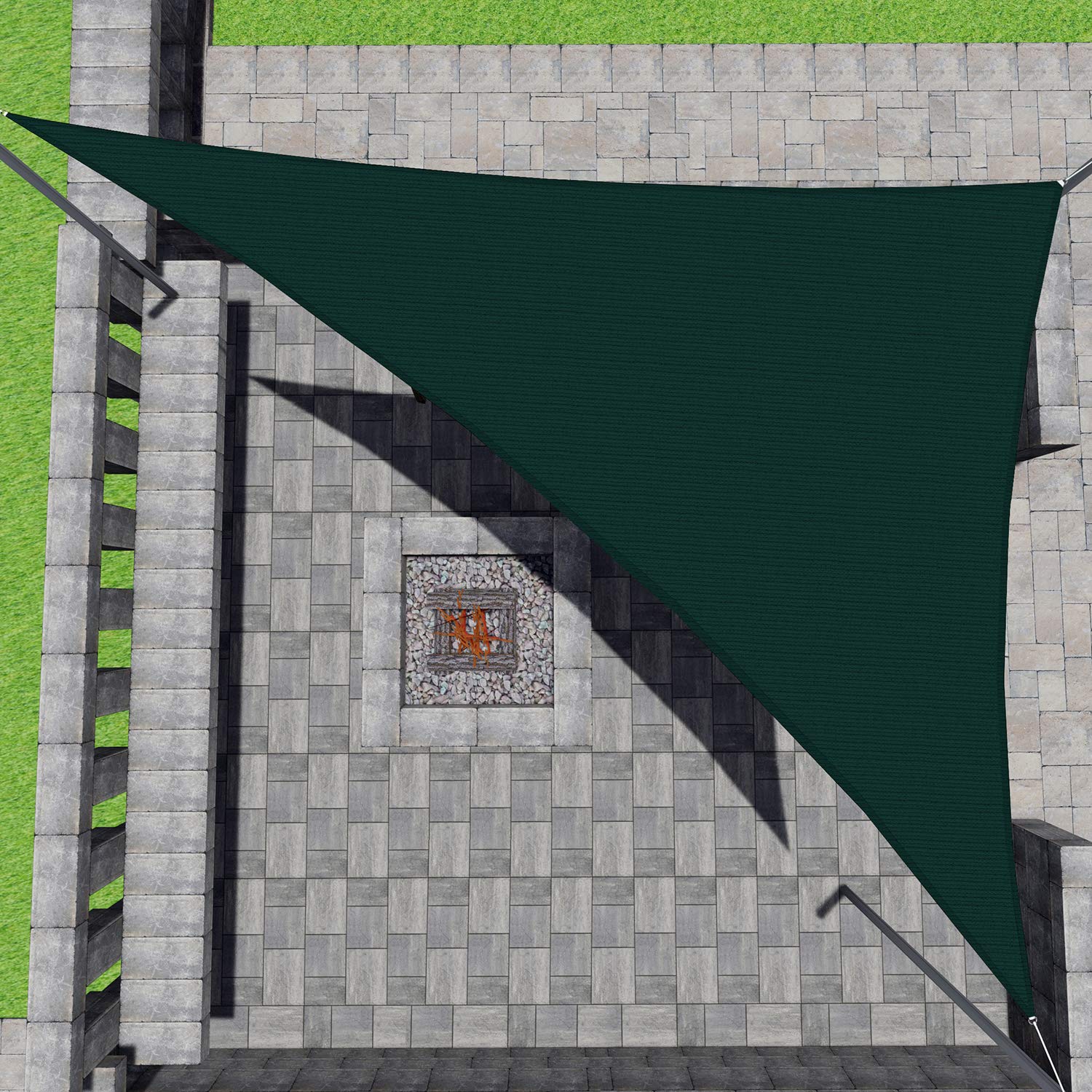 Patio Paradise 11' X 18' X 21.1' Green Sun Shade Sail Right Triangle Shade Canopy Heavy Duty Pergolas Cover Cloth, Sunlight Bloc