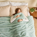 Newcosplay Super Soft King Blanket Green Premium Silky Flannel Fleece 3D Waffle Checkered Lightweight Bed Blanket All Season Use