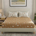 Huesland By Ahmedabad Cotton 144 Tc Double Bedsheet Cotton With 2 Pillow Covers | Tangerine Orange, White
