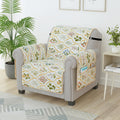 Story@Home Quilted Sofa Cover 1 Seater Fully Covered Stretchable Microfiber Sofa Cover 1 Seater 60X175Cm Beige & Green Floral & 