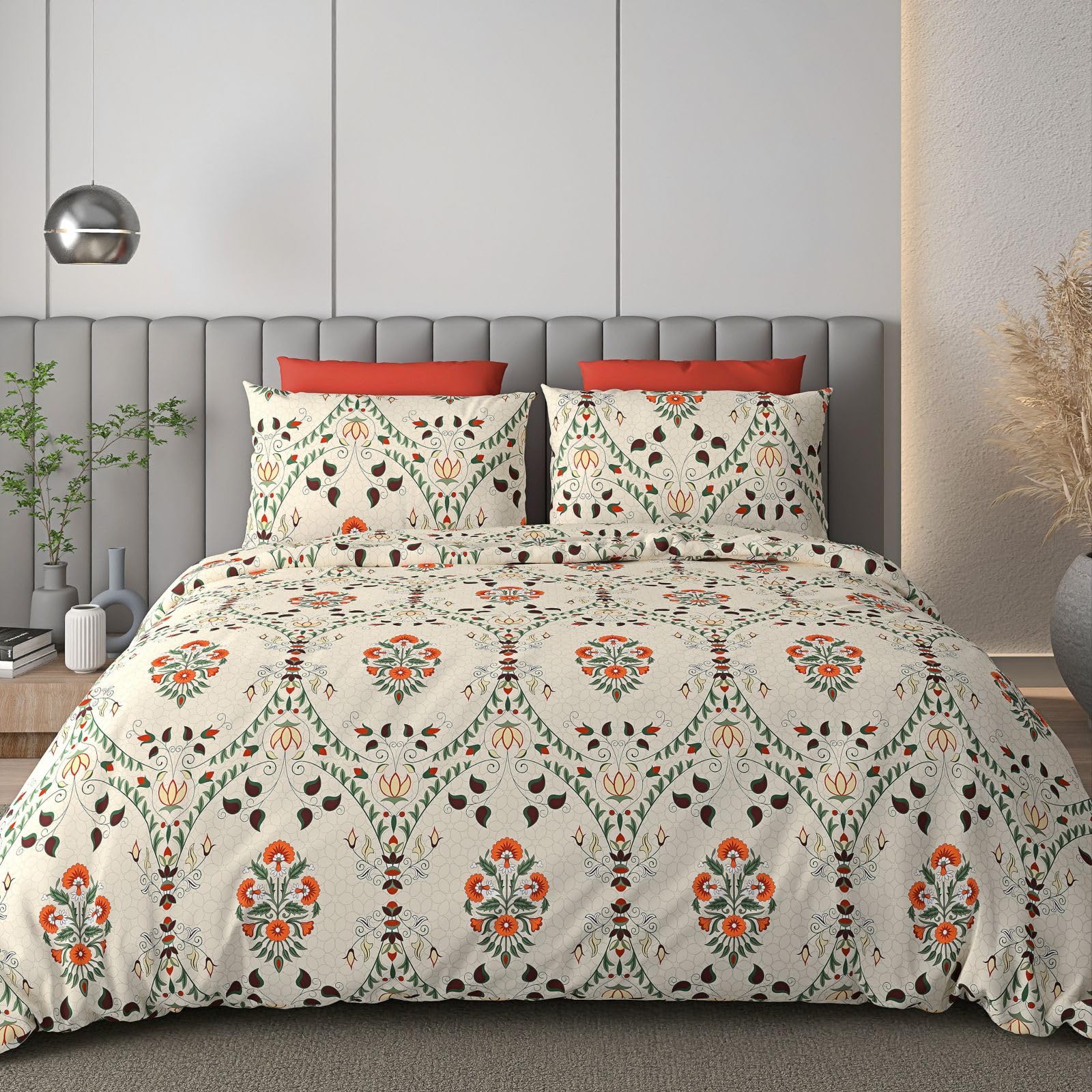 Decomizer 300 Tc, Super Soft Glace Cotton King Size Ac Comforter|Duvet With 1 King Size Elastic Fitted Bedsheet 72X78X10 Inch