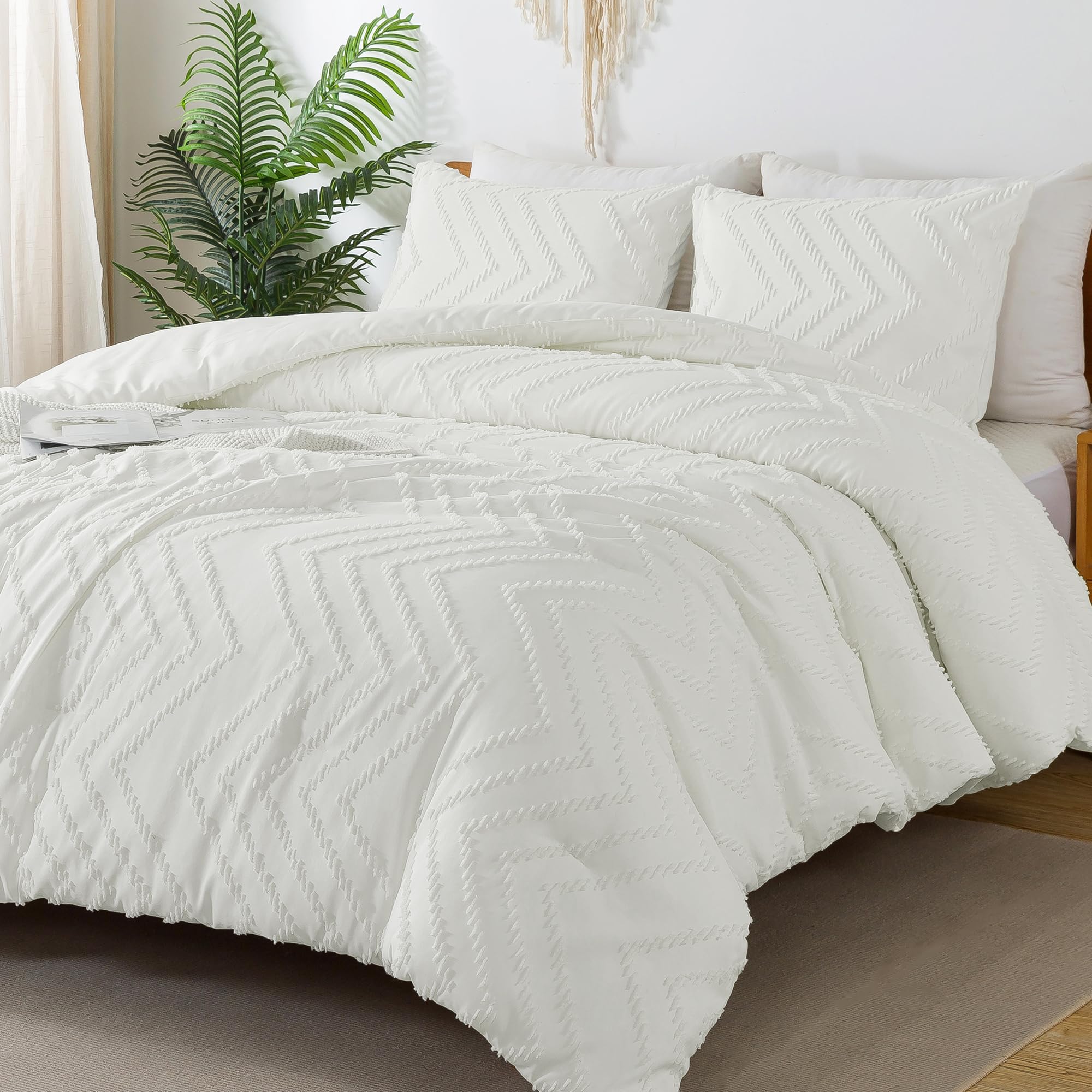 Litanika Ivory Full Comforter Sets, Lightweight Fluffy Bedding Comforter Sets For Bed, 3 Pieces Down Alternative Comforter Bed S