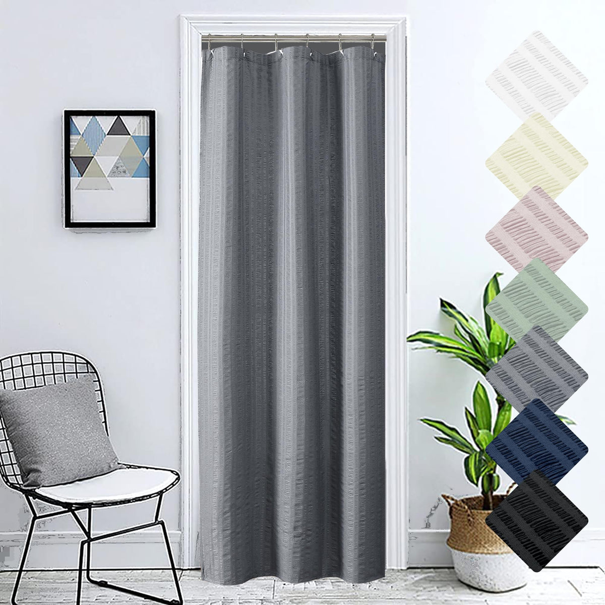 Aiyufeng Moga Stall Shower Curtain 36X72 Inches, Grey Shower Curtain For Stall, Fabric Shower Stall Curtains, Hotel Quality Bath
