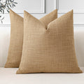 OTOSTAR Pack of 2 Throw Pillow Covers 16x16 Inch Linen Light Brown Pillowcases Farmhouse Decorative Solid Pillow Covers 40x40 cm