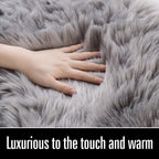 Lochas Soft Fluffy Faux Fur Rugs For Bedroom Bedside Rug 2X3 Feet, Washable, Furry Sheepskin Area Rug For Living Room Girls Room
