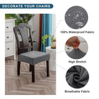 Genina Waterproof Seat Covers For Dining Room Chair Covers Waterproof Dining Chair Covers (2 Pcs-Rear-Gapped, Dark Gray)