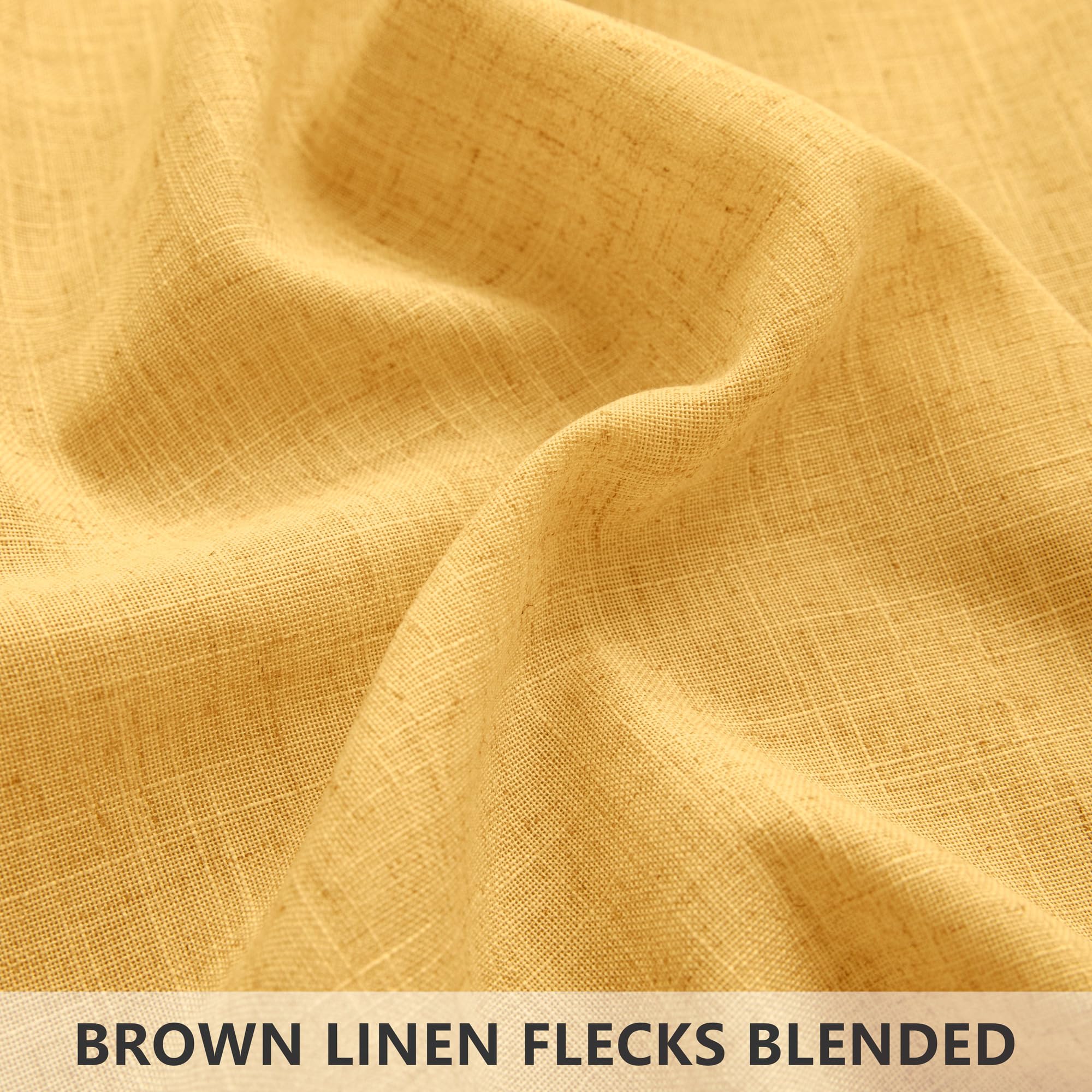 Mrs.Naturall Yellow Gold Curtains 90 Inch Length For Bedroom 2 Panels Pocket Fall Drapes Semi Sheer Light Filter Mustard Yellow Gold Curtains For Living Room Family Sitting Playroom Sunroom 52X90 Long