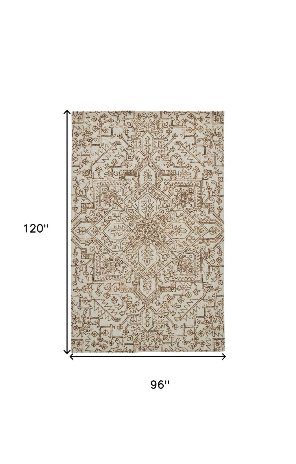 HomeRoots 512213 8 x 10 ft. Ivory & Gray Wool Floral Hand Tufted Handmade Stain Resistant Rectangle Area Rug