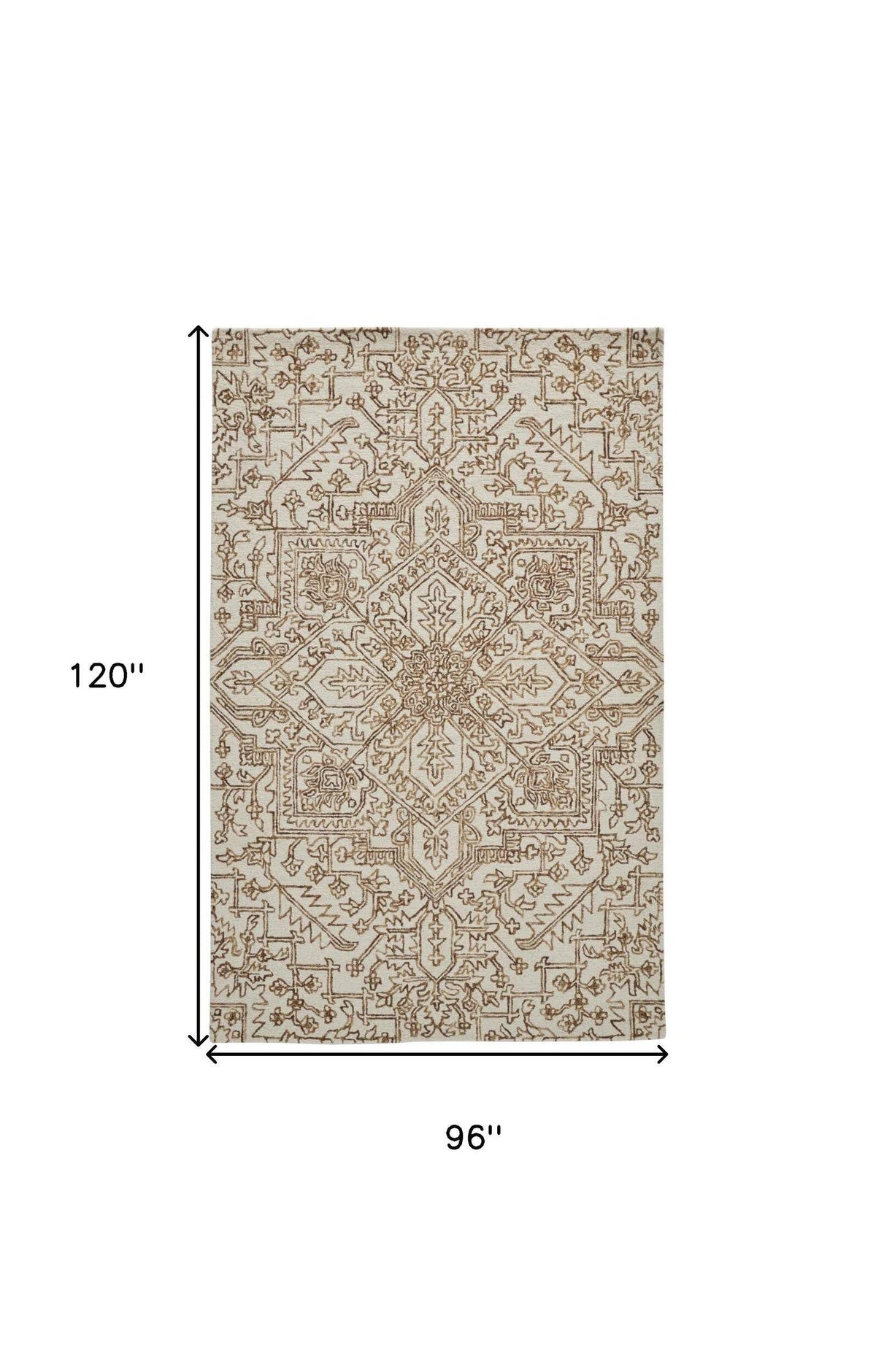 HomeRoots 512213 8 x 10 ft. Ivory & Gray Wool Floral Hand Tufted Handmade Stain Resistant Rectangle Area Rug