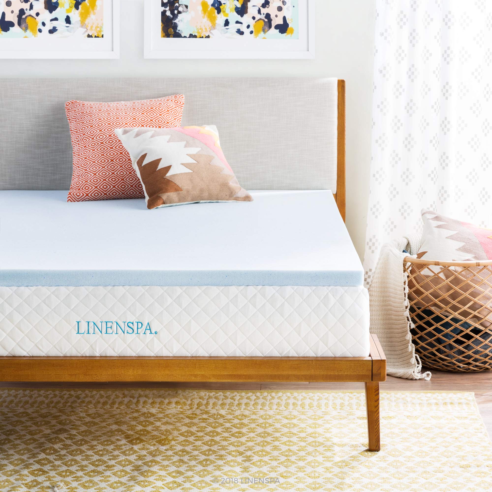 Linenspa 2 Inch Memory Foam Mattress Topper, Gel Infused Twin Xl Mattress Topper, Certipur-Us Certified