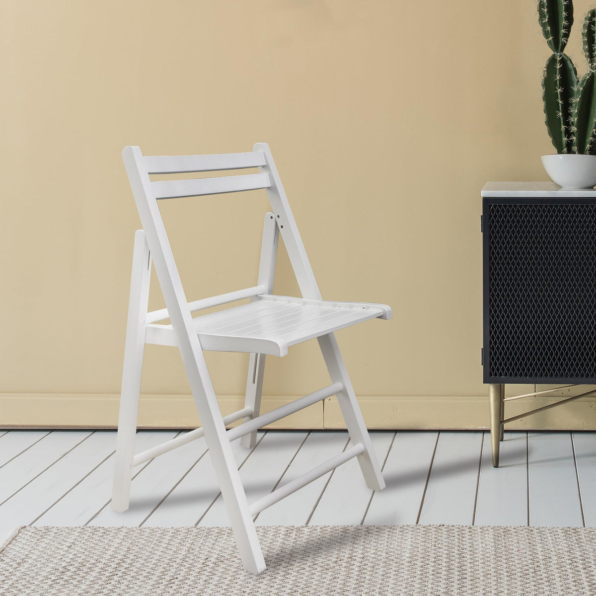 Casual Home Wooden Folding Chairs 2-Pcs Set - White