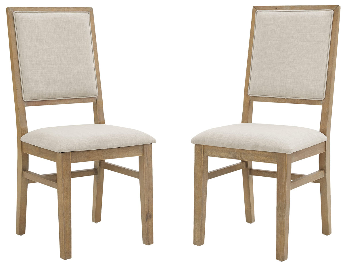 Crosley Furniture Joanna Modern Farmhouse Upholstered Wood Back Dining Chairs Set of 2, Rustic Brown/Creme