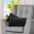 Cheer Collection Faux Fur Throw Pillows - Decorative Pillows For Couch, Bed Throw Pillows, Black Accent Pillows For Bedroom Or L