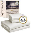 California Design Den Certified Luxury 100% Egyptian Cotton Sheets Full, Deep Pocket Sheets Set, Sateen Cooling Sheets Full Size