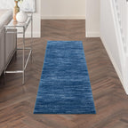 Nourison Essentials Solid Contemporary Navy Blue, Runner Rug, 2' X 6'