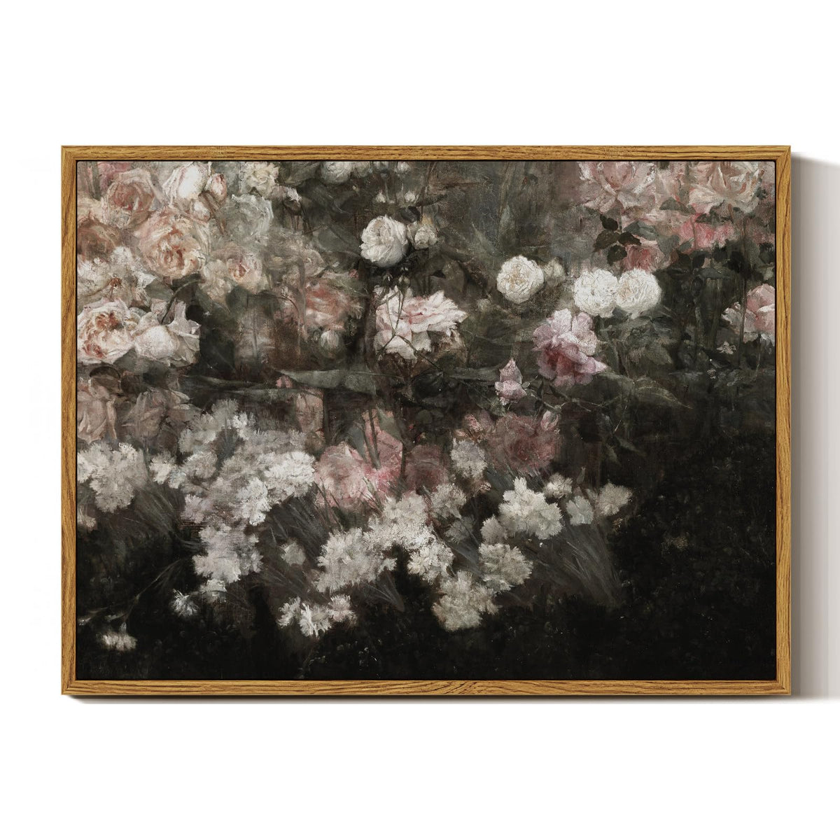 InSimSea Framed Canvas Wall Art Vintage Decor, Home Decor Garden in May Flower Wall Art Aesthetic Room Decor, Rustic Wall Decor 