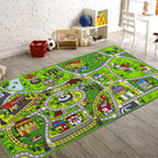 Booooom Jackson Car Rugs for Kids,Train and City Rug,Road Rug,Non Slip Car Mat for Kids,Washable Race Car Track Rug,Car Play Mat
