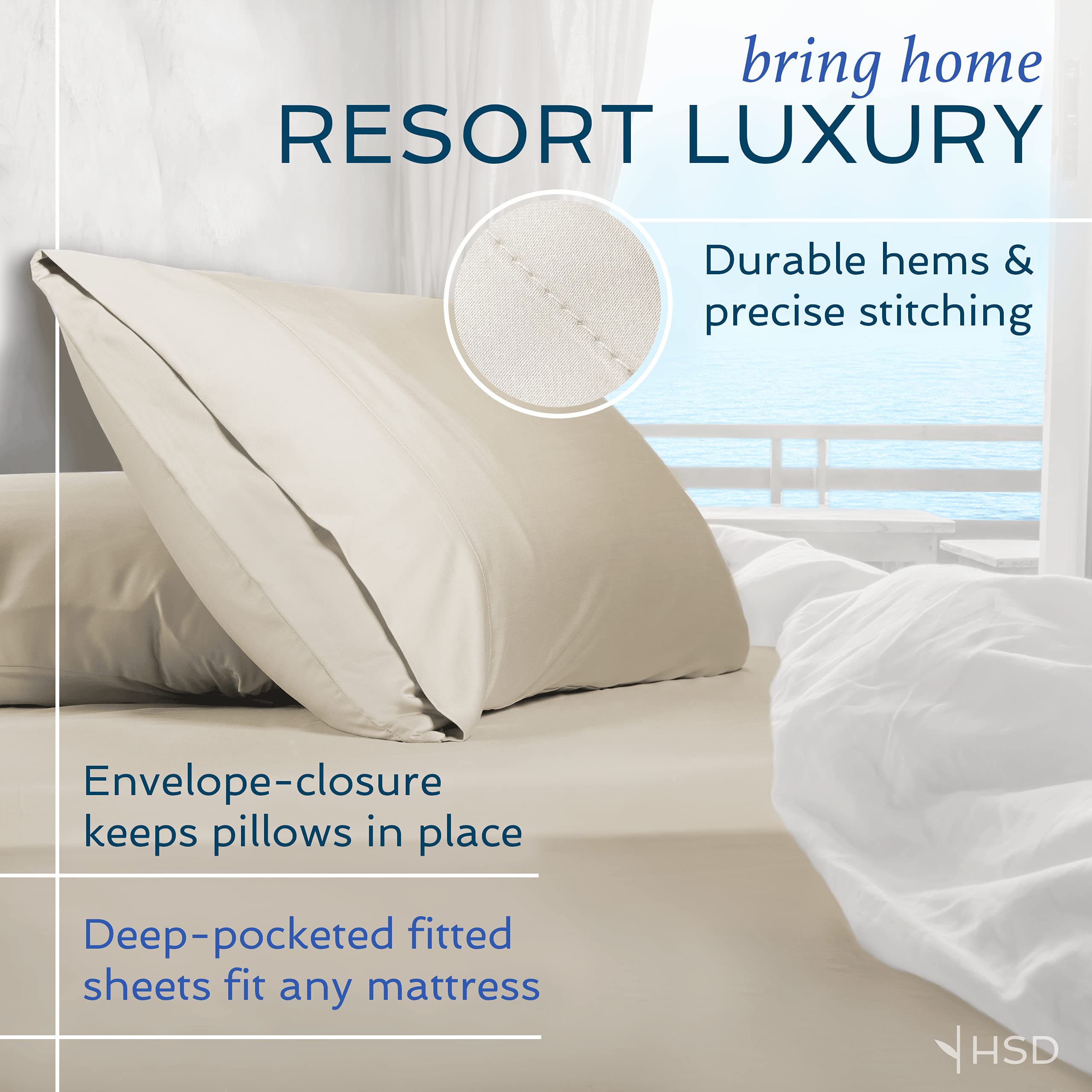 Hotel Sheets Direct 100% Viscose Derived From Bamboo Sheets Queen Size - Cooling Bed Sheets With 2 Pillowcases - Breathable, Moi