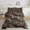 Leopard Comforter Set Full Size Brown Bedding Set 3Pcs For Kids Teens Room Decor,Animal Cheetah Quilt Set Modern Luxury Soft Bre