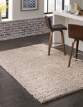 Rugs.com - ber Cozy Solid Shag Collection Rug - 10 x 13 Taupe Shag Rug Perfect for Living Rooms, Large Dining Rooms, Open Floo