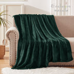 Exclusivo Mezcla Extra Large Fleece Throw Blanket For Couch, Sofa, 300Gsm Super Soft And Warm Blankets, Forest Green Throw All S