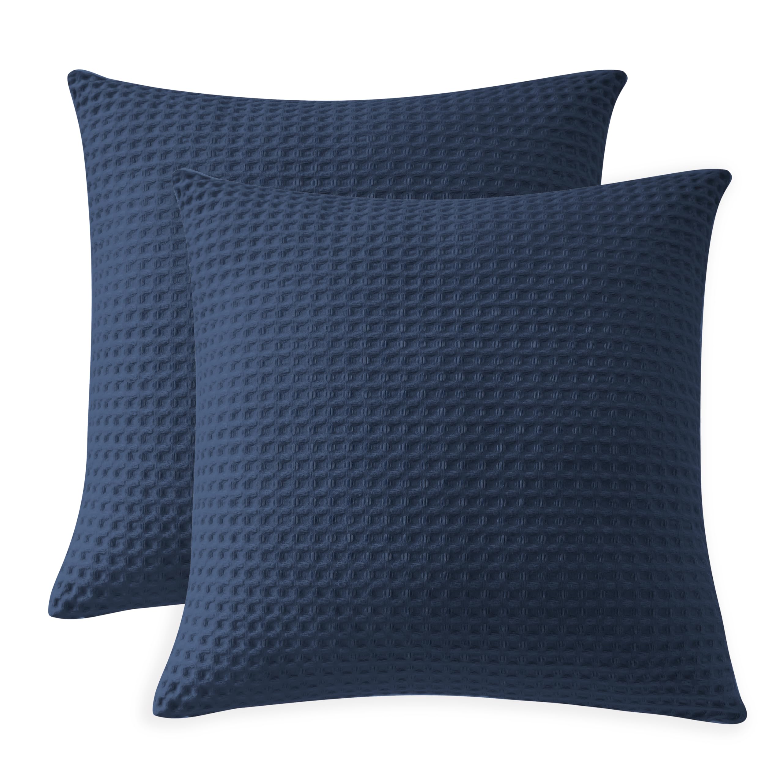 100% Egyptian Cotton 600 Tc Waffle Weave Throw Pillow Covers 2 Pack, Ultra Soft Breathable Euro Pillow Shams Covers, Decorative