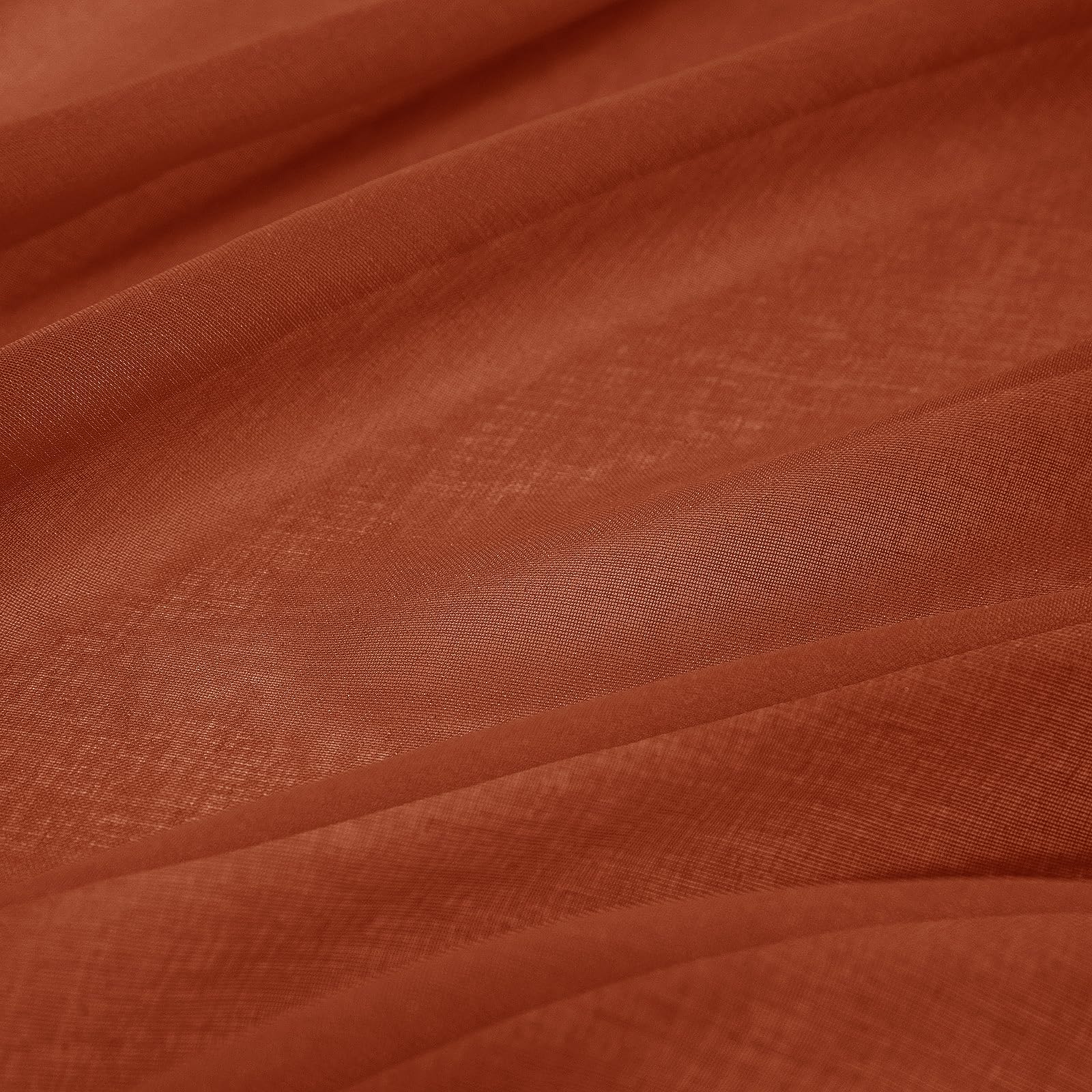 Miulee Terracotta Linen Textured Sheer Curtains 2 Panels For Bedroom/Living Room Semi Transparent Voile Rust Boho Farmhouse Fall Decor Window Drapes Rod Pocket, W 54 X L 90 Inches Long