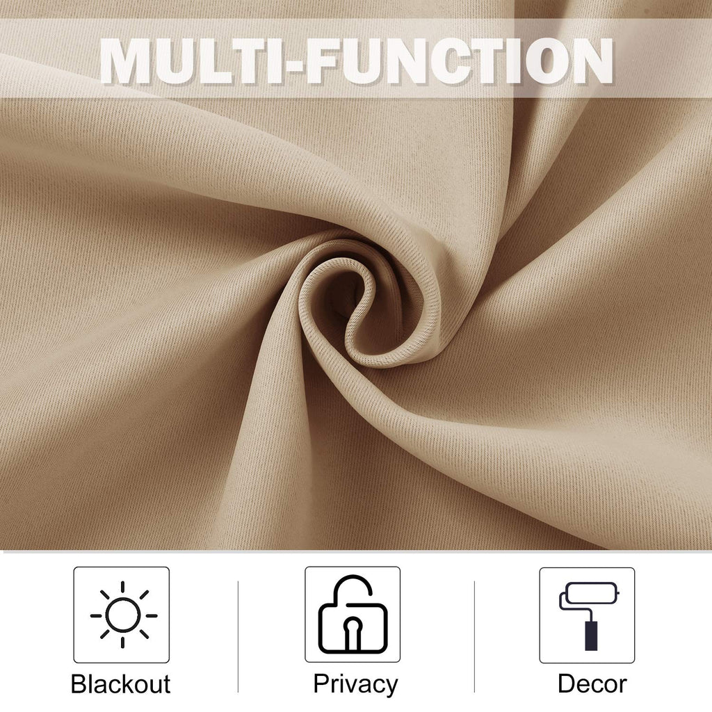 Nicetown Kitchen Window Tiers - Energy Saving Thermal Insulated Short Half Grommet Curtains For Bathroom/Nursery/Thanksgiving, Biscotti Beige, 1 Pair, 52' Wide X 30' Long