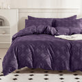 Jellymoni Purple Duvet Cover Twin Size - 3 Pcs Microfiber Tufted Duvet Cover Set, Boho Textured Duvet Cover Jacquard Rhombus Geo