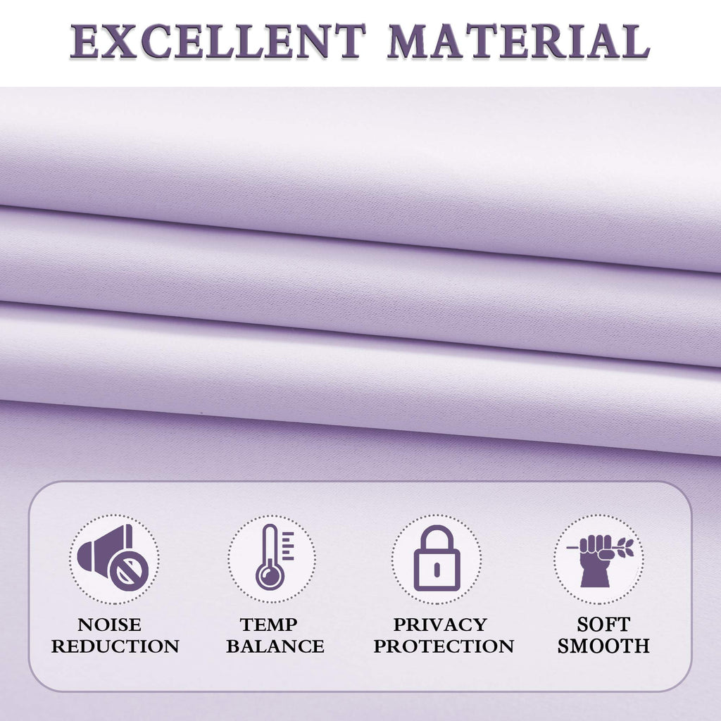 Donren Patio Door Curtains 96 Inch Length, Light Purple Rod Pocket Top Thermal Insulated Blackout Panels Curtain Drapes For Sliding Glass Door (Lavender, 60' Wide, 2 Panels)