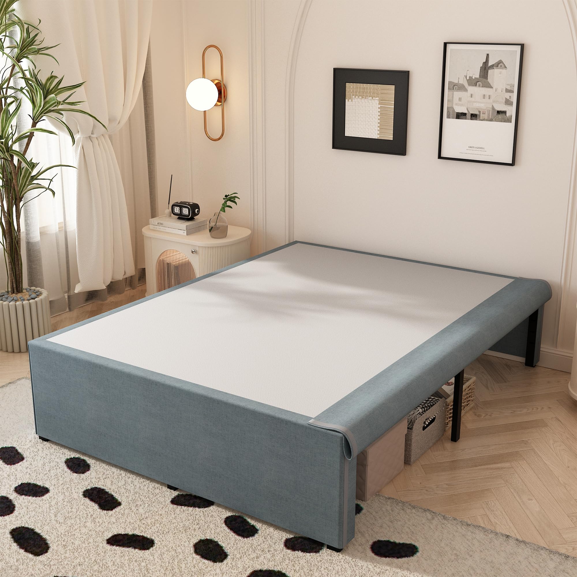 Maenizi 18 Inch King Bed Frame With Fabric Cover, Heavy Duty King Platform Bed Frame Support Up To 3000 Lbs, Easy Assembly, Noise Free, Black
