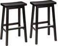 Amazon Basics Solid Wood Saddle-Seat Kitchen Island Counter Barstool, 29-Inch Height, Black - Set of 2