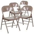 4 Pk. HERCULES Series Triple Braced & Double Hinged Beige Metal Folding Chair