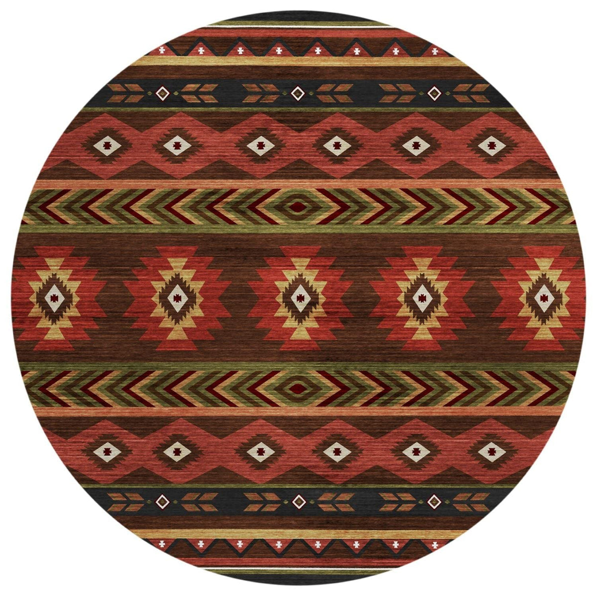 Phoenix Ph3 Brown Southwestern Rug Round 8' X 8'
