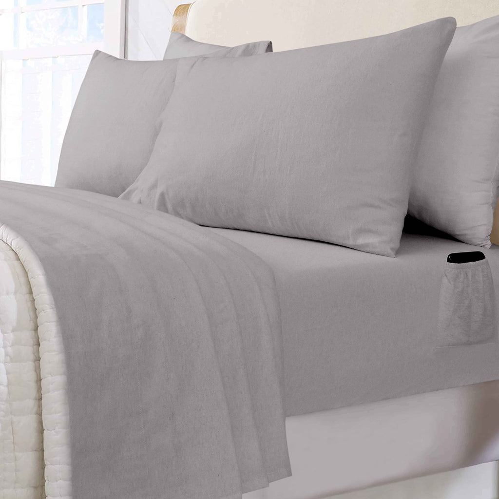 Sleepdown 100% Cotton Flannel Sheets Twin - Super Soft, Heavyweight, Double Brushed, Anti-Pill Flannel Twin Sheets - 16'' Deep P