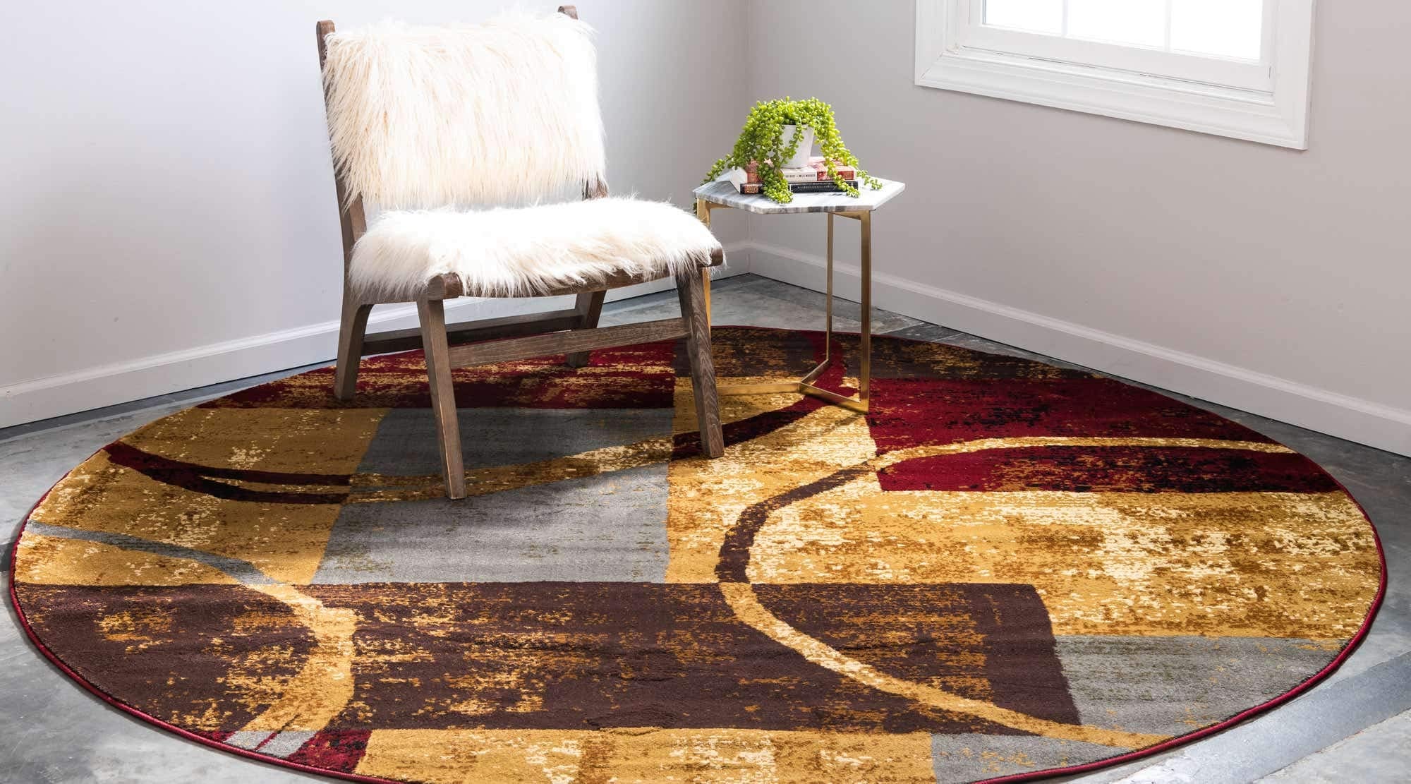 Unique Loom Barista Collection Area Rug - Kouillou (3' 3'' Round, Multi/ Brown)