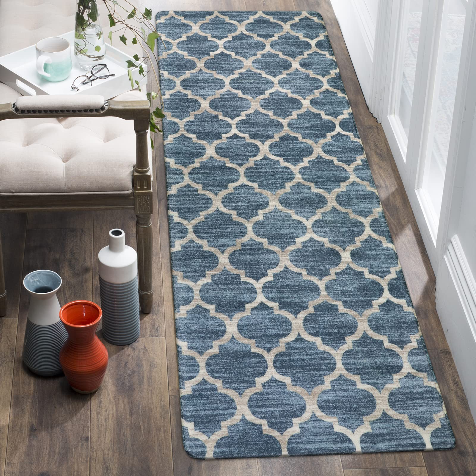 Lahome Moroccan Runner Rug 2x6 Non Slip Vintage Hallway Runner Rug, Washable Small Kitchen Area Rug Laundry Room Rug Carpet Ru
