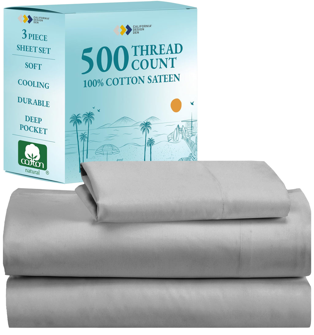 California Design Den - Finest Twin Xl Bed Sheet Set, Soft 100% Cotton Cooling Sheets, Deep Pockets With Elastic, 500 Thread Cou